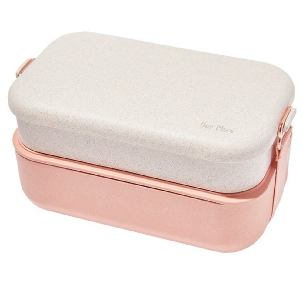 Our Place Layered Bento Box Lunchbox Set Pink and Cream